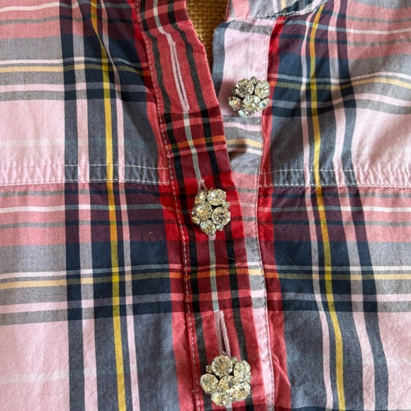 J. Crew pink plaid Oxford shirt - Picture 3 of 4